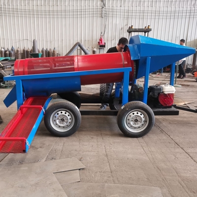Alluvial gold recovery and mining trommel screen for mobile rotary screen equipment