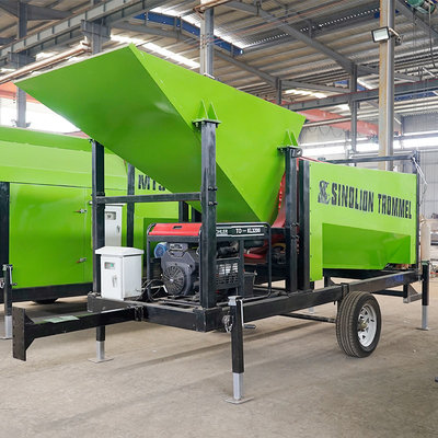 Rotary Drum Screen Mobile Firewood Sawdust Trommel Screen with 5613*1940*2390mm Size