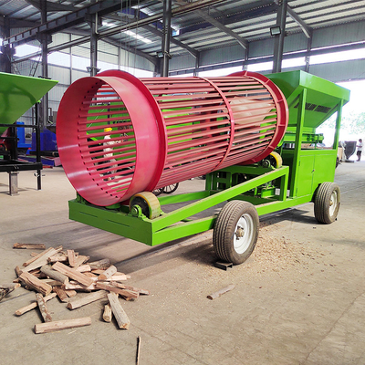 Less than 300mm Feeding Size Movable Trommel Screen for Sawdust and Firewood Cleaning