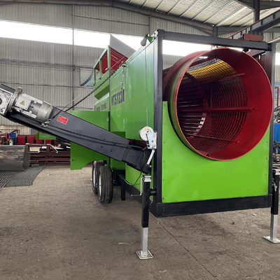 High Capacity Compost Rotary Mobile Trommel Screen/Sieve with 3-45KW Electric Motor