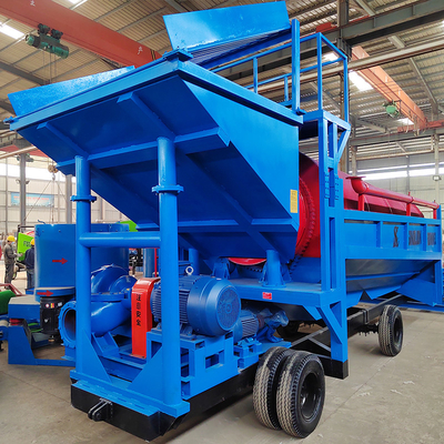50-500 Tons Per Hour Capacity Gold Panning Trommel Machine with Trommel Screen in Yellow