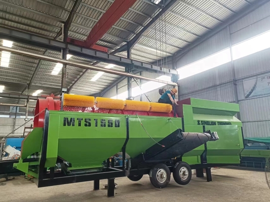 Function Screening Mobile Trommel Screen for Separation of Topsoil Compost Gravel Sand