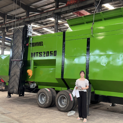 Farms 33.2kw Motor Big Capacity MTS 2050 Mobile Trommel Sieve for Compost Rotary Drum