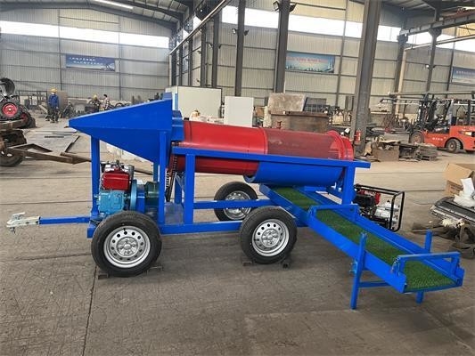 Gravity Separator Small Capacity Alluvial Gold Mobile Mining Trommel Machinery in Blue