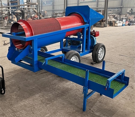 Gravity Separator Small Capacity Alluvial Gold Mobile Mining Trommel Machinery in Blue