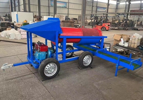 Gravity Separator Small Capacity Alluvial Gold Mobile Mining Trommel Machinery in Blue