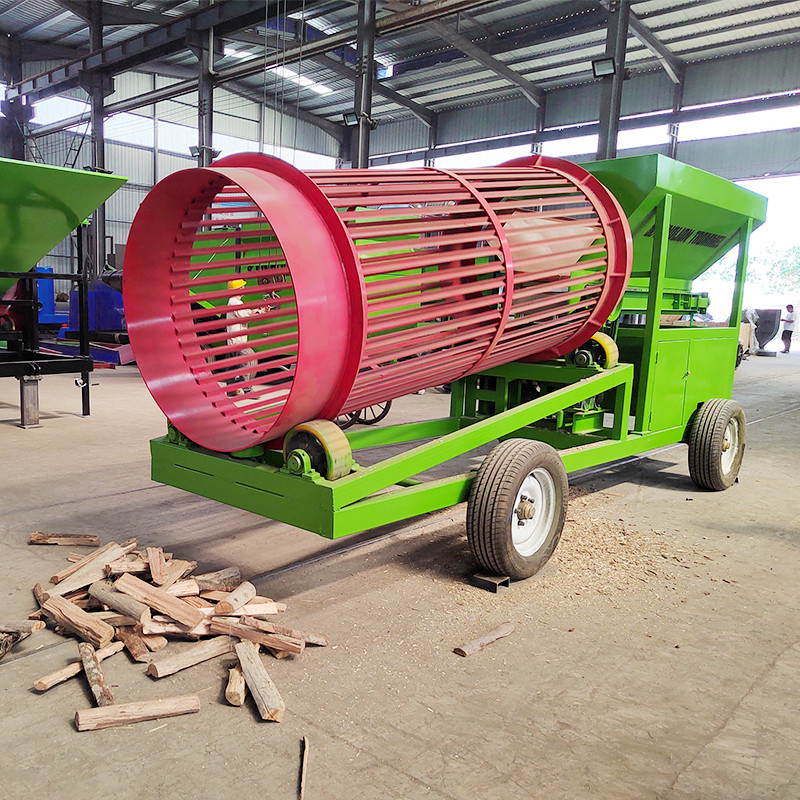Less than 300mm Feeding Size Movable Trommel Screen for Sawdust and Firewood Cleaning