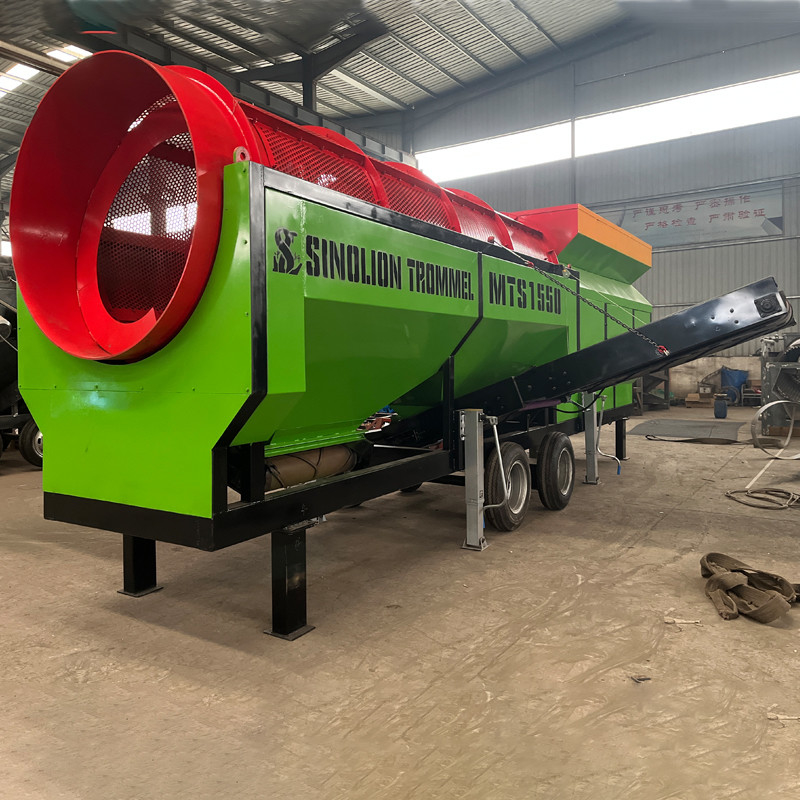 Paper Wood Chips Plastic Compost and Soil Topsoil Mobile Trommel Screen Feeding Size Less than 300mm