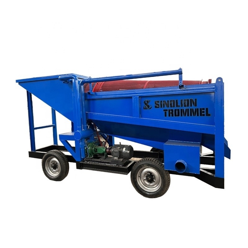Mobile Trommel Screening Machine for Alluvial Sand Gold Plant Separator 3.2m*1.4m*1.9m